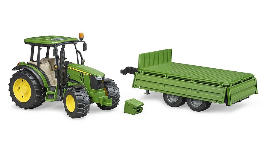 BRUDER JOHN DEERE 5115 M with Tipping Trailer - Hearty Farm Toys